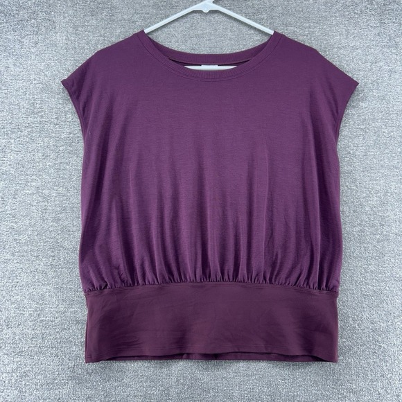 Athleta Tops - Athleta Ease In Hybrid Tee Sleeveless Woman Size Large Burgundy Activewear